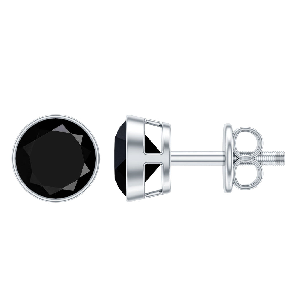 1.6 Carat Created Black Diamond Solitaire Stud Earring in Bezel Setting