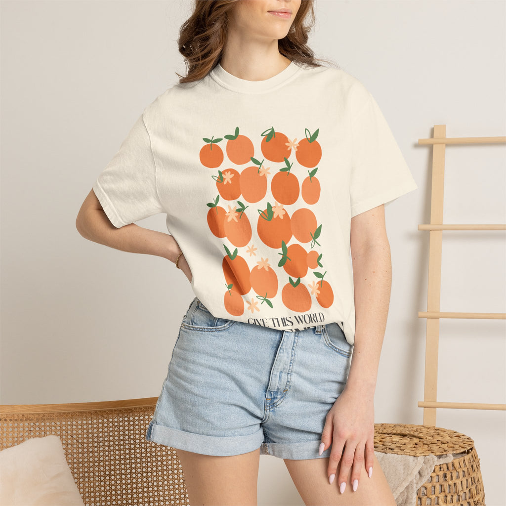 Give Good Energy Tee – Unisex Cotton T-Shirt With Bright Orange Print