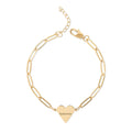 Engraved Heart Bracelet – Adjustable Paperclip Chain Gold Tone Jewelry