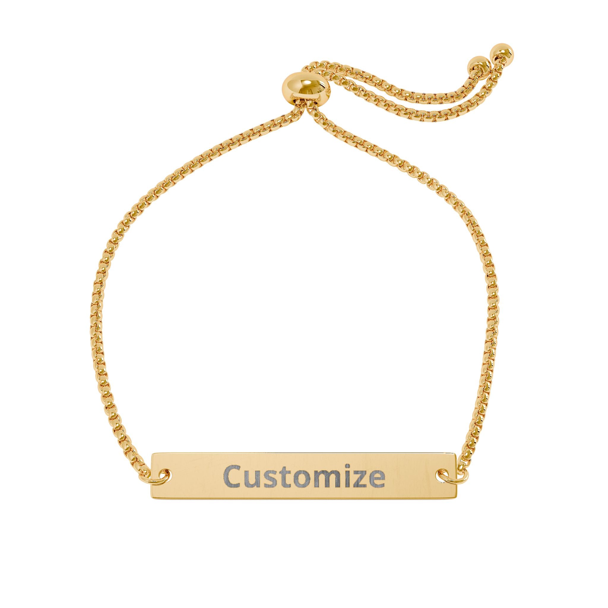 Engraved Bar Bracelet - Adjustable Plate Bracelet With Custom Name Jewelry Gift