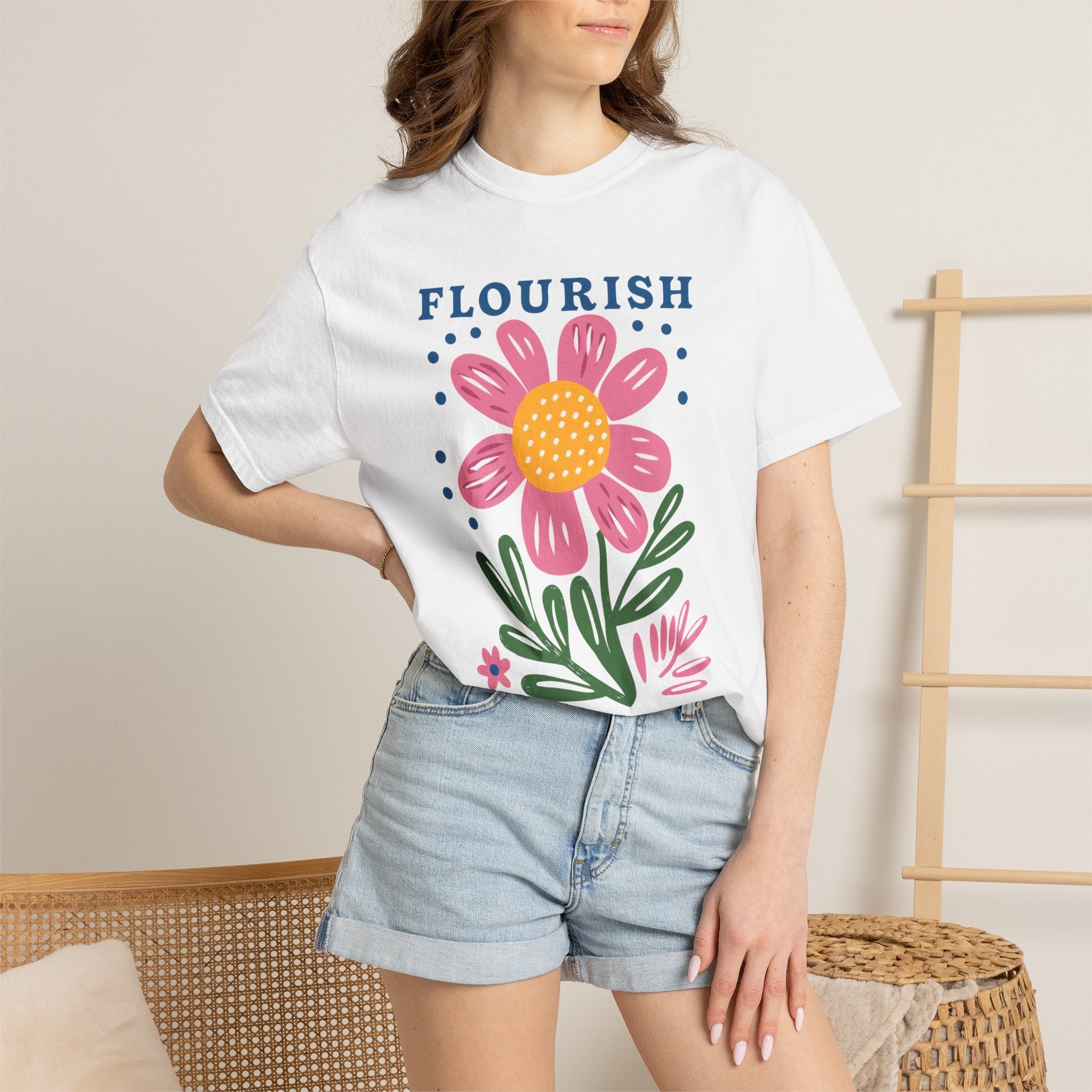 Christian Flower Tee – Uplifting Faith Apparel With Hand-Drawn Florals & Scripture
