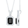 1.68 Carat Emerald Cut Lab Grown Black and White Diamond Vintage Necklace