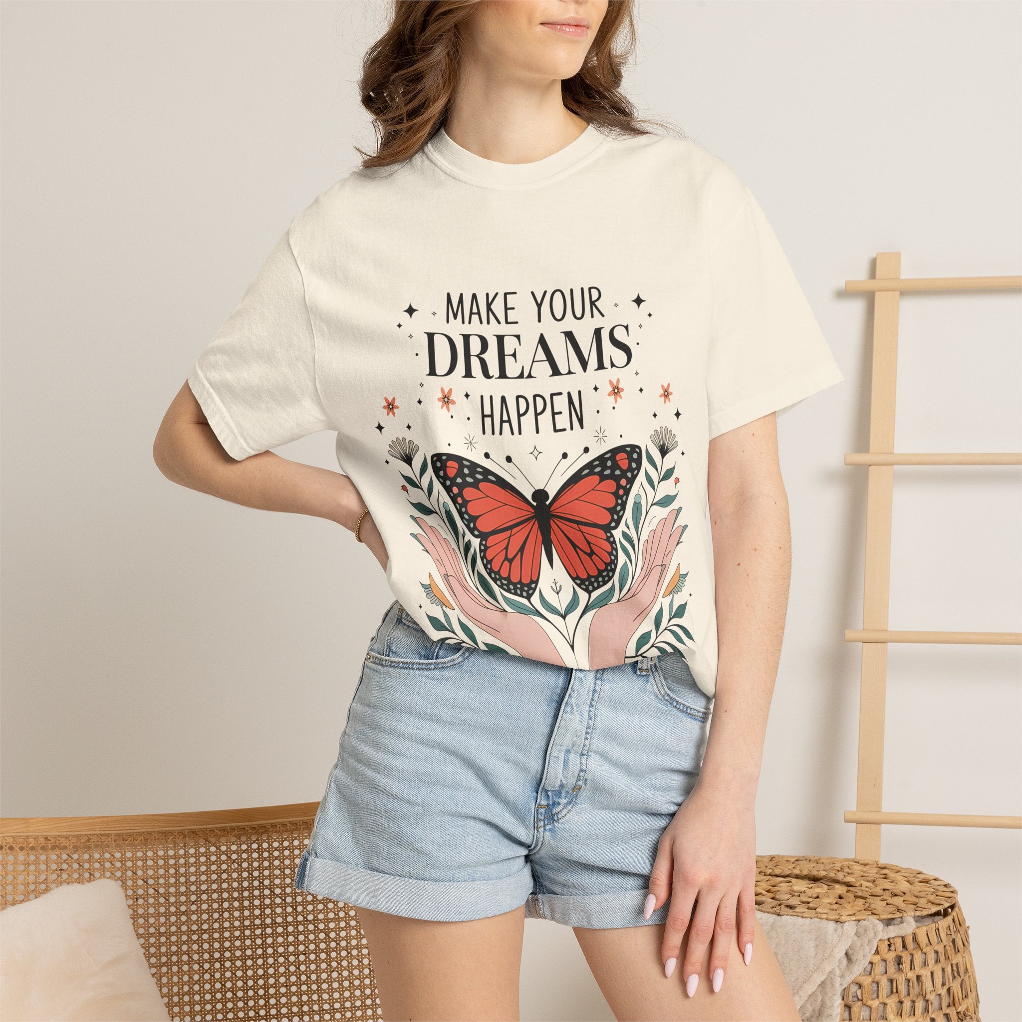 Make Your Dreams Tee - Motivational Butterfly Graphic T-Shirt | Soft Cotton, Growth Mindset