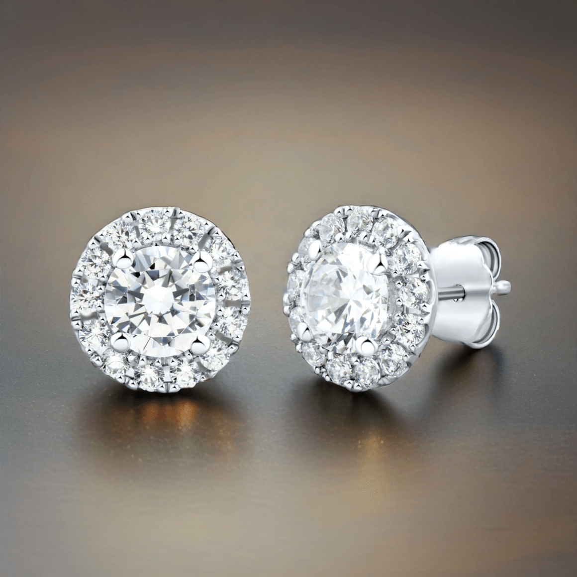 Lab Grown Diamond Earrings – 2 Carat Diamond Halo Earrings | 14K White Gold