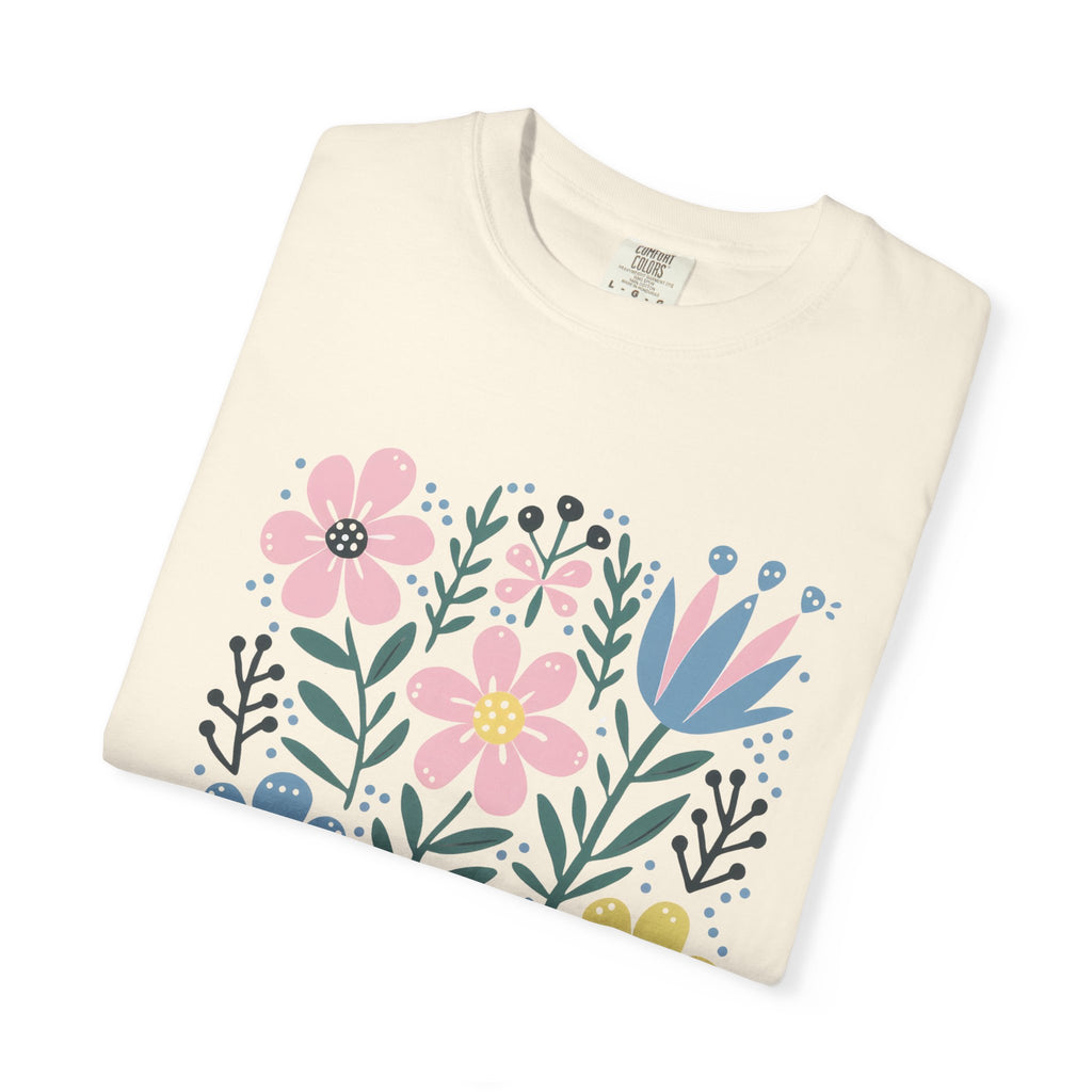 Wildflower Bible Verse Tee – Soft Garment Dyed Floral Graphic Shirt