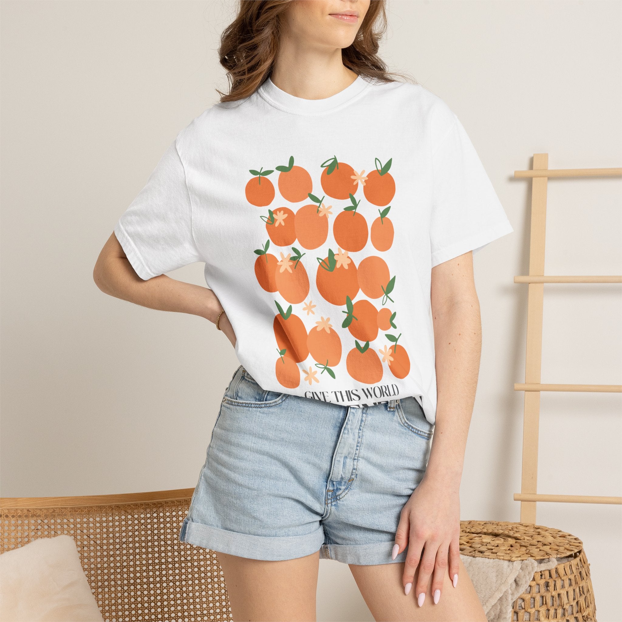 Give Good Energy Tee – Unisex Cotton T-Shirt With Bright Orange Print