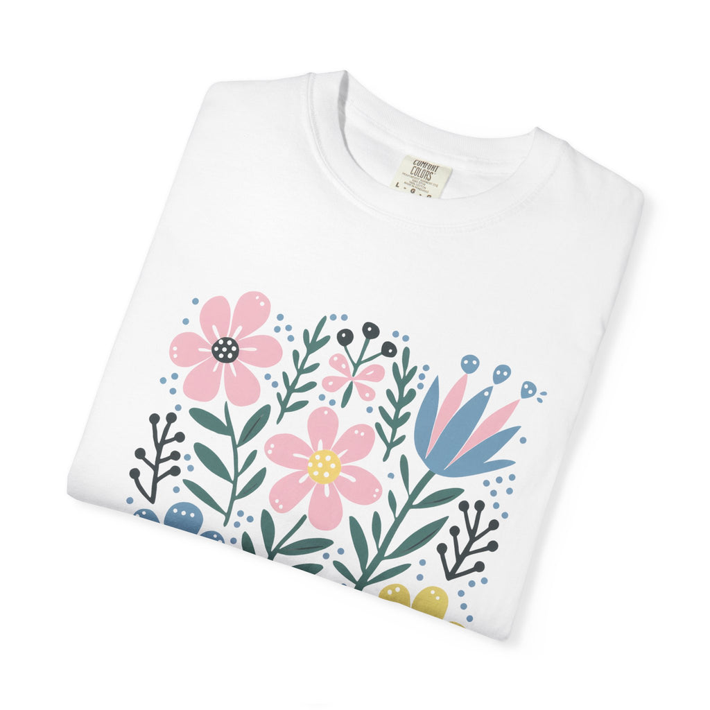 Wildflower Bible Verse Tee – Soft Garment Dyed Floral Graphic Shirt