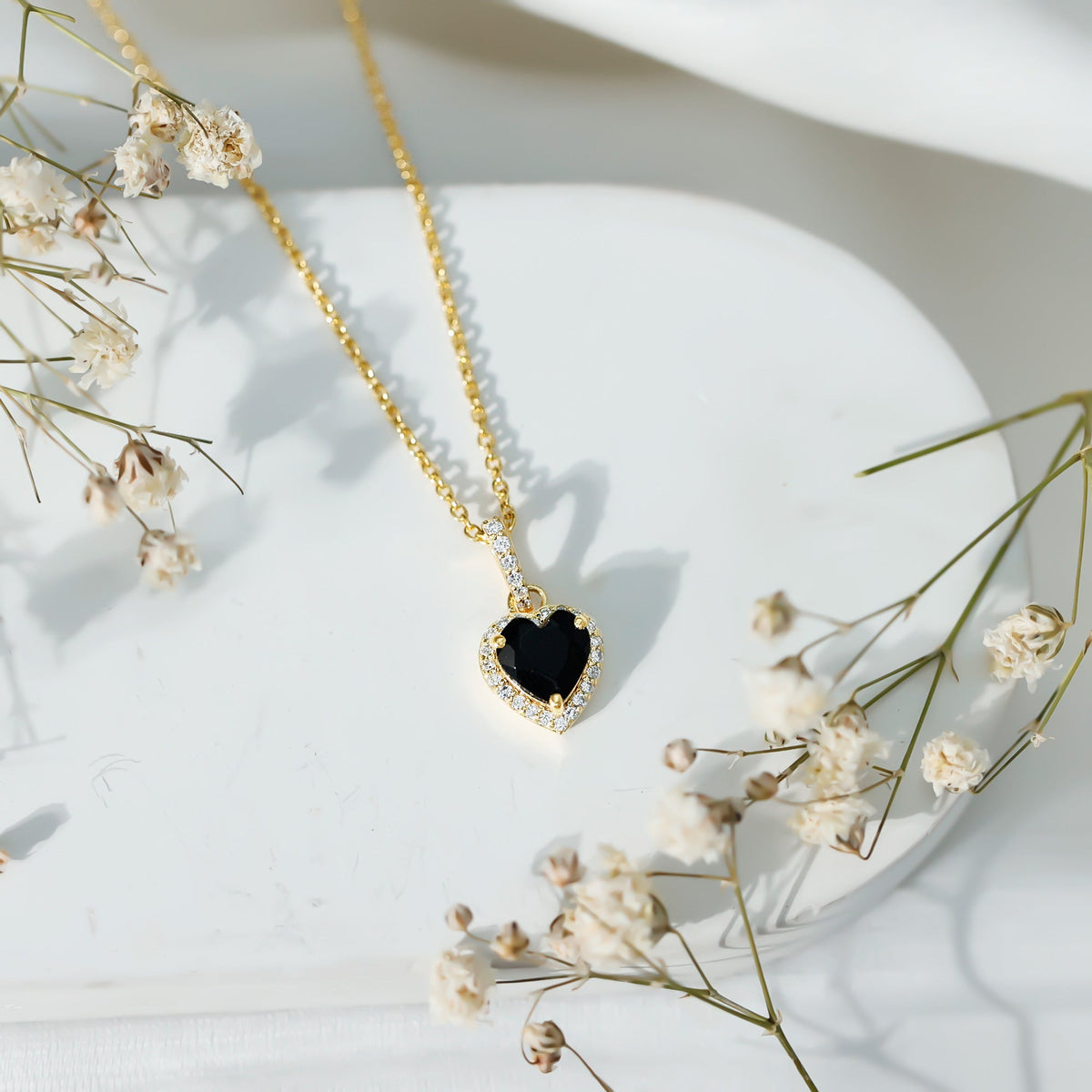 1.8 Carat Lab Created Black and White Diamond Heart Locket with Chain
