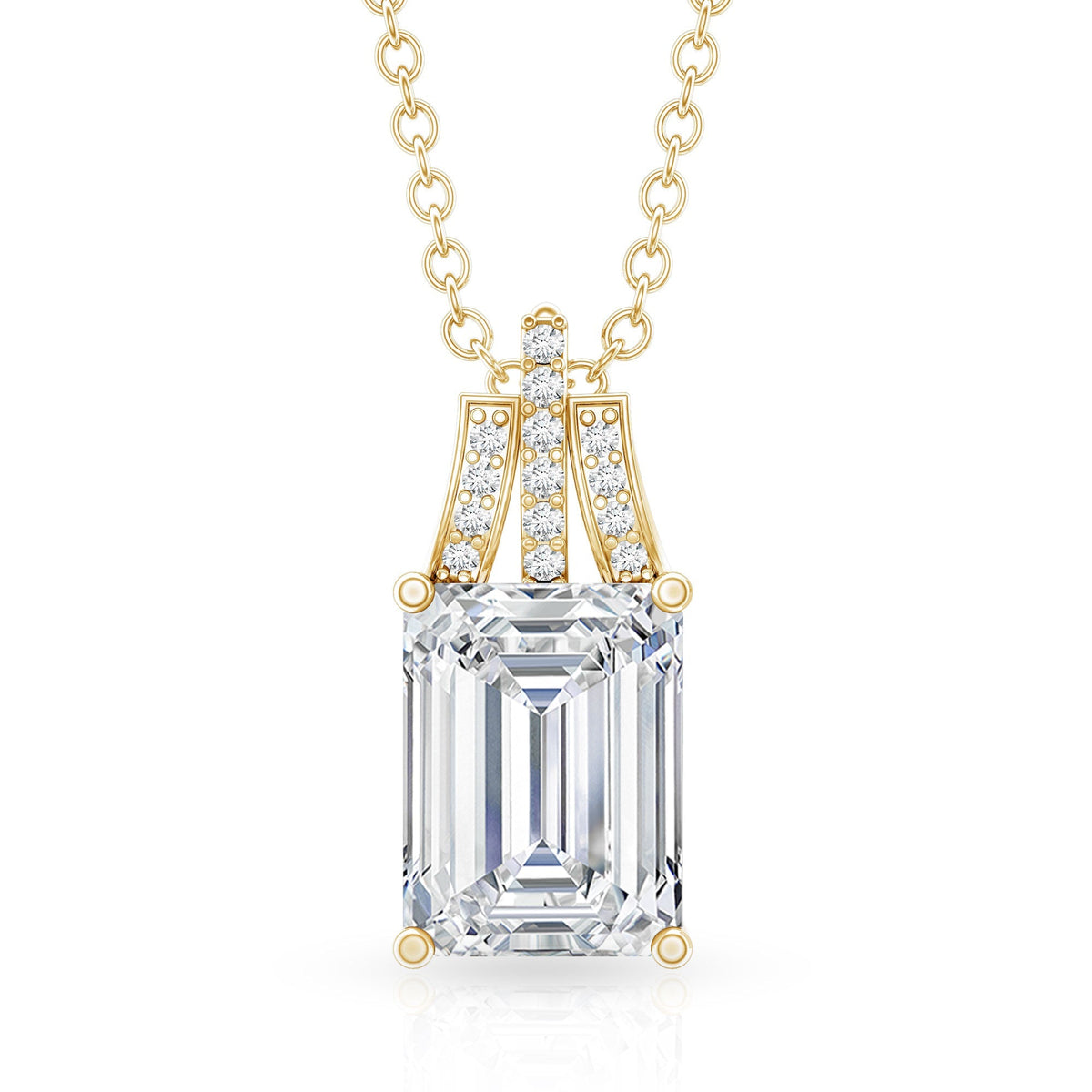 1.8 Carat Solitaire Lab Grown Diamond Emerald Cut Necklace