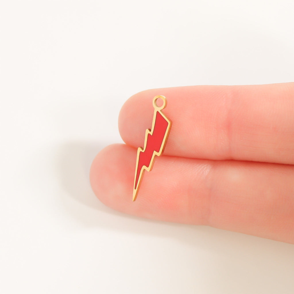 Lightning Bolt Charm – 18K Gold Plated Stainless Steel Pendant Jewelry Piece