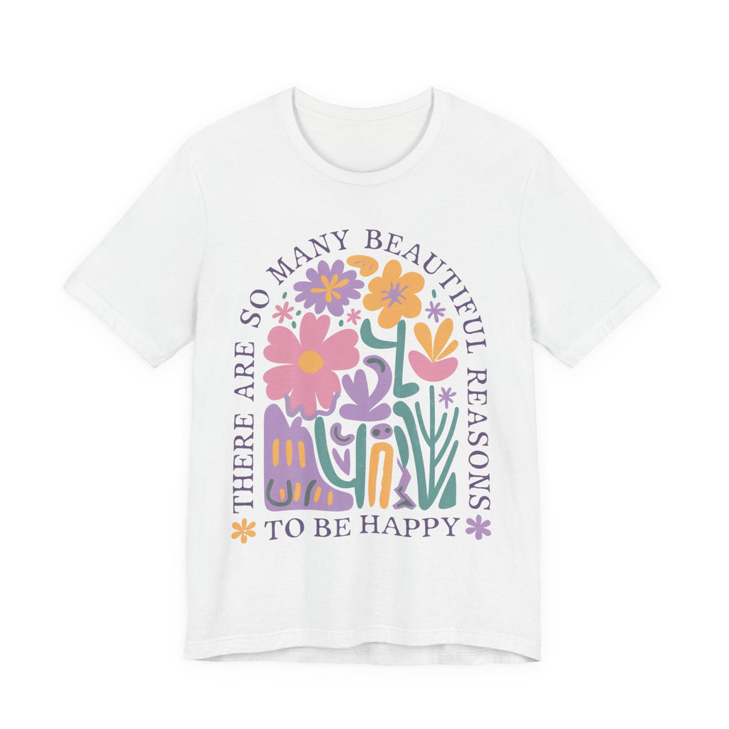 Happy Floral T-Shirt – Uplifting Graphic Tee | Soft Cotton T-Shirt, Retro Floral Shirt