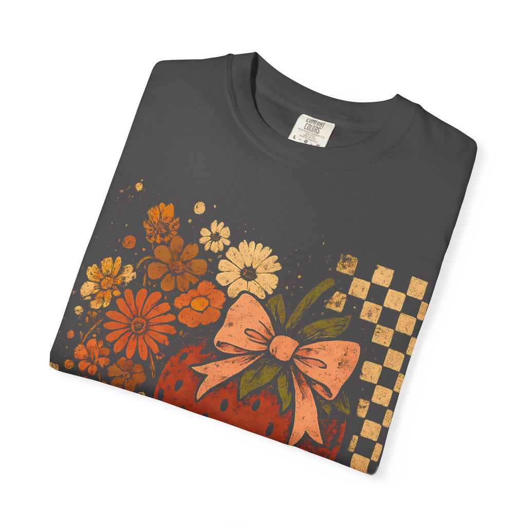 Vintage Strawberry T-Shirt - Floral Print Tee | Soft Cotton Retro Style Shirt