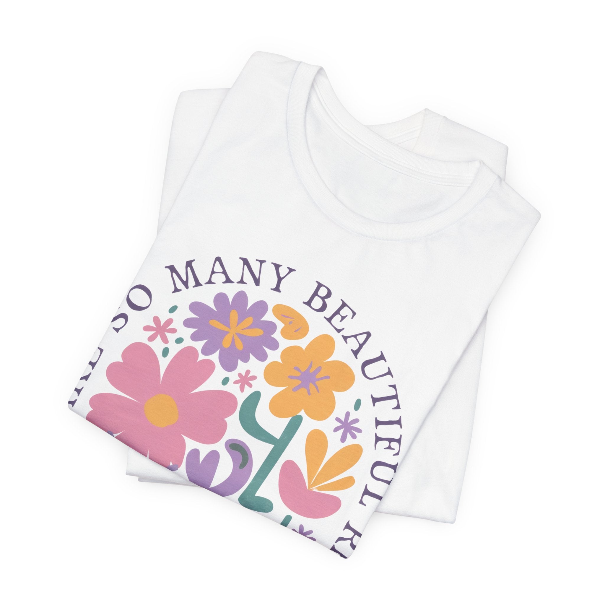 Happy Floral T-Shirt – Uplifting Graphic Tee | Soft Cotton T-Shirt, Retro Floral Shirt