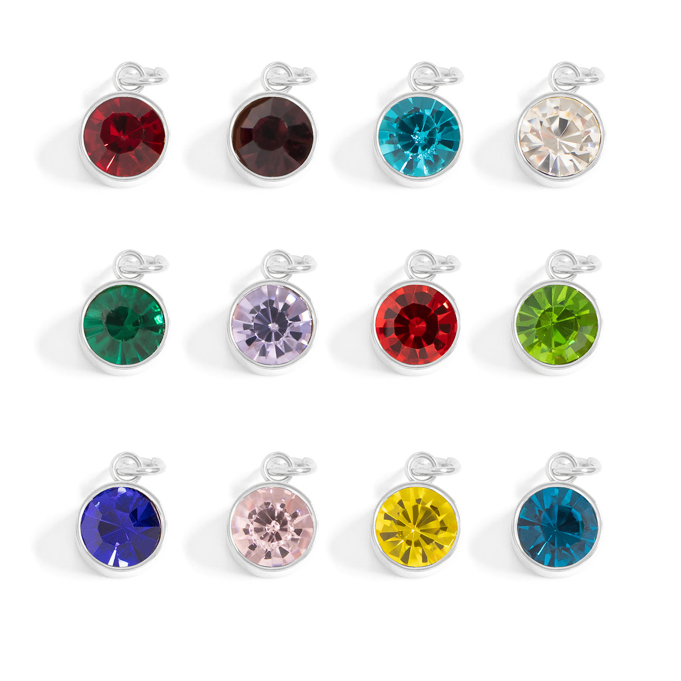 Birthstone Charm – 8mm Gold Plated Stainless Steel Round Gemstone Pendant