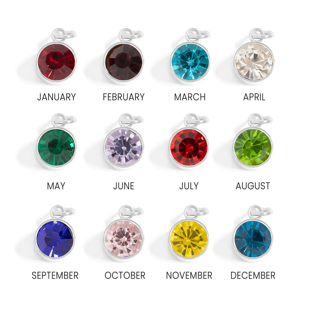 Birthstone Charm – 8mm Gold Plated Stainless Steel Round Gemstone Pendant