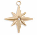 Gold Compass Charm - 18K Gold PVD Stainless Steel CZ Star Pendant Necklace