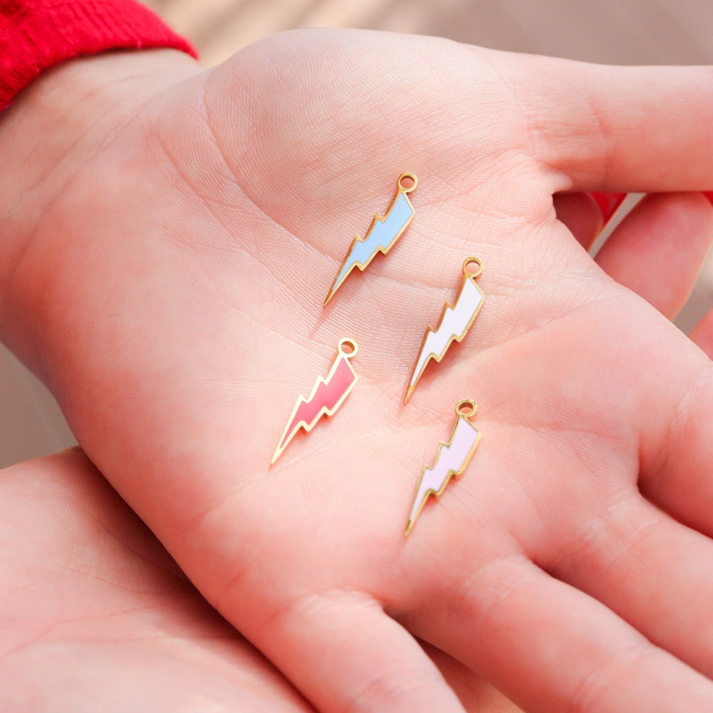Lightning Bolt Charm – 18K Gold Plated Stainless Steel Pendant Jewelry Piece