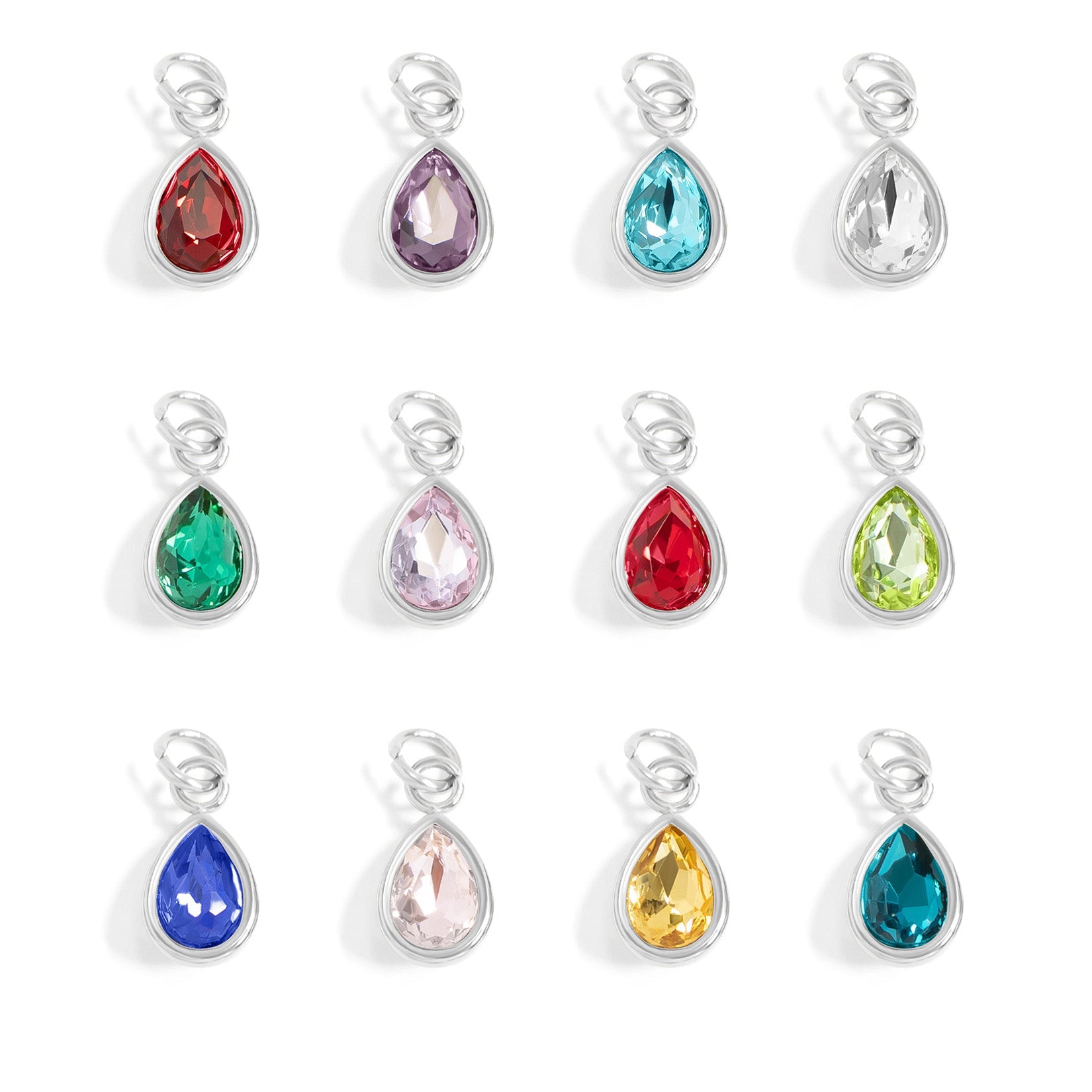 Birthstone Charm – Gold Plated Stainless Steel Teardrop Pendant | Hypoallergenic Jewelry Gift