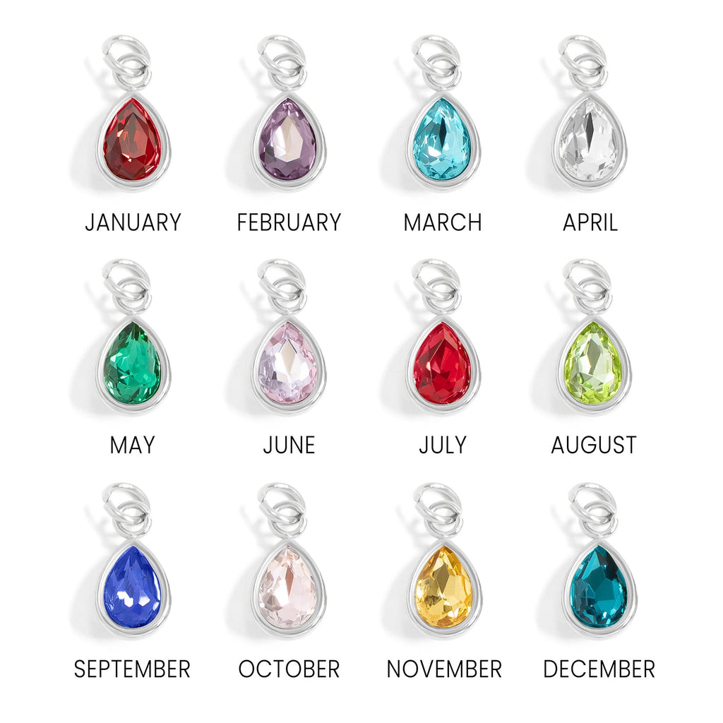 Birthstone Charm – Gold Plated Stainless Steel Teardrop Pendant | Hypoallergenic Jewelry Gift
