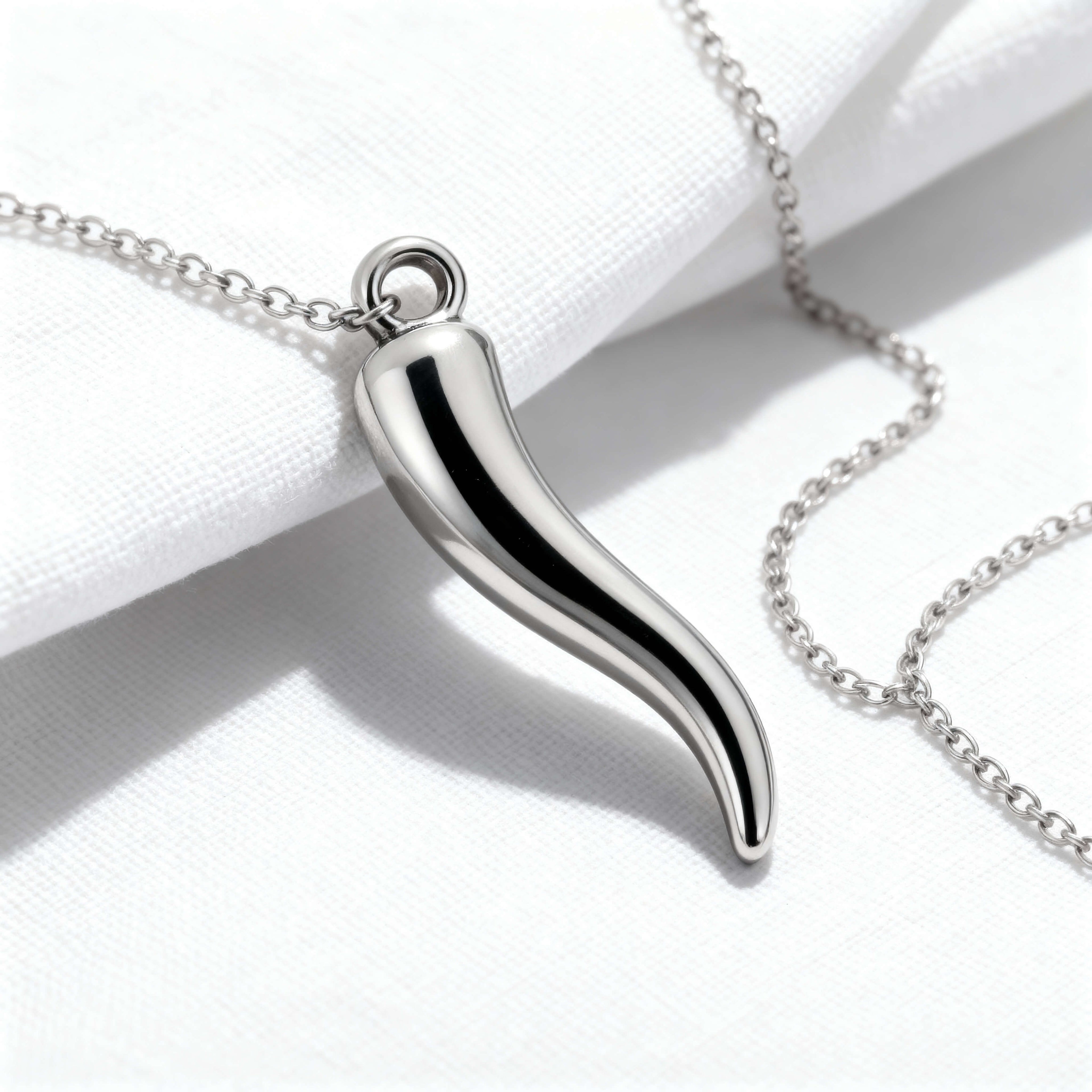 Italian Horn Charm - 18K Gold Jewelry Accent | Stainless Steel Good Luck Pendant
