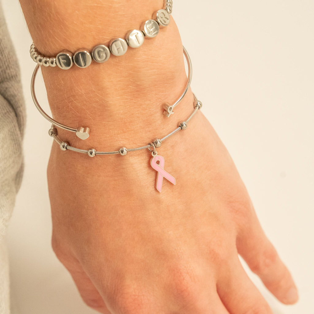 18K Gold Adjustable Bangle – Polished Cancer Awareness Bracelet Gift - Bracelets | Sunflower Soul Boutique