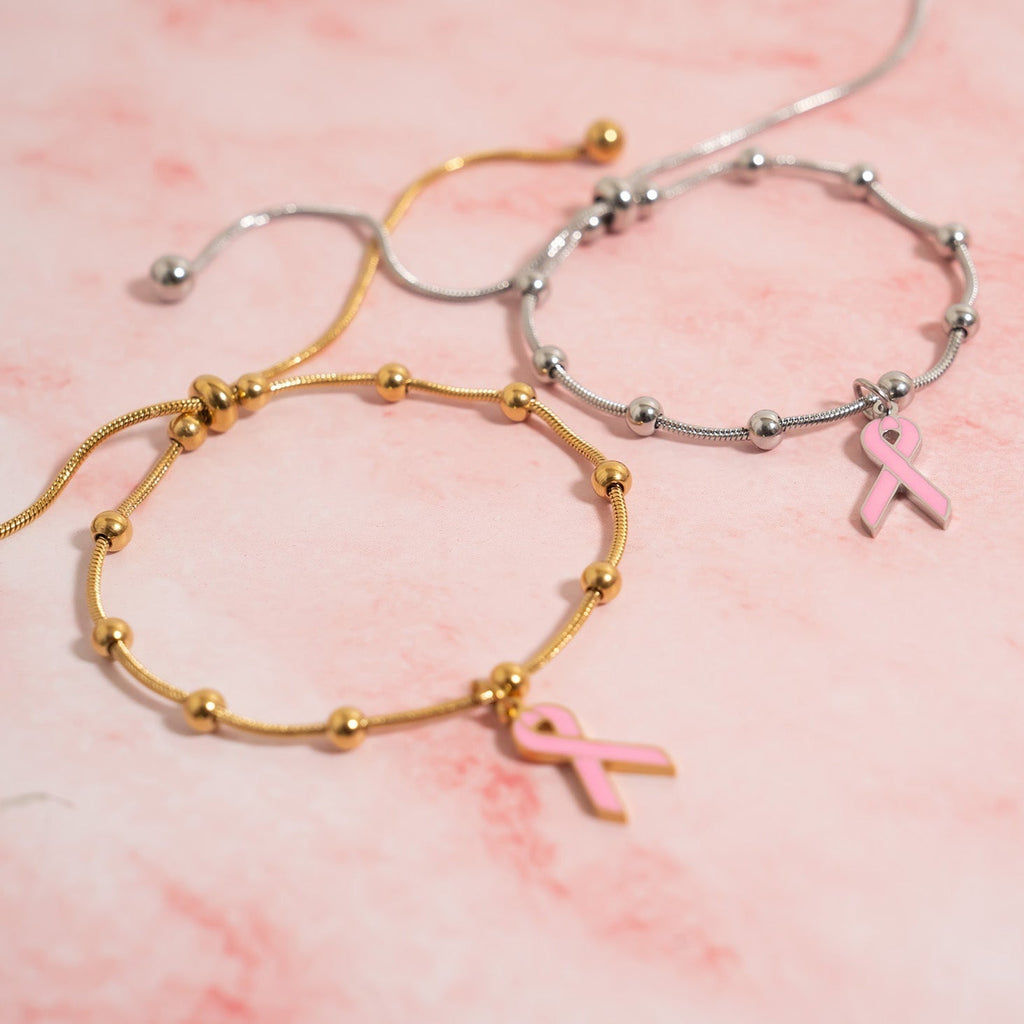 18K Gold Adjustable Bangle – Polished Cancer Awareness Bracelet Gift - Bracelets | Sunflower Soul Boutique