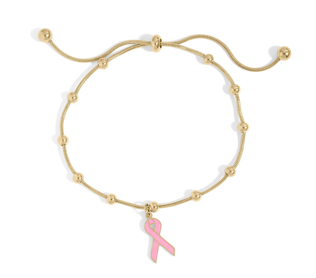 18K Gold Adjustable Bangle – Polished Cancer Awareness Bracelet Gift - Bracelets | Sunflower Soul Boutique