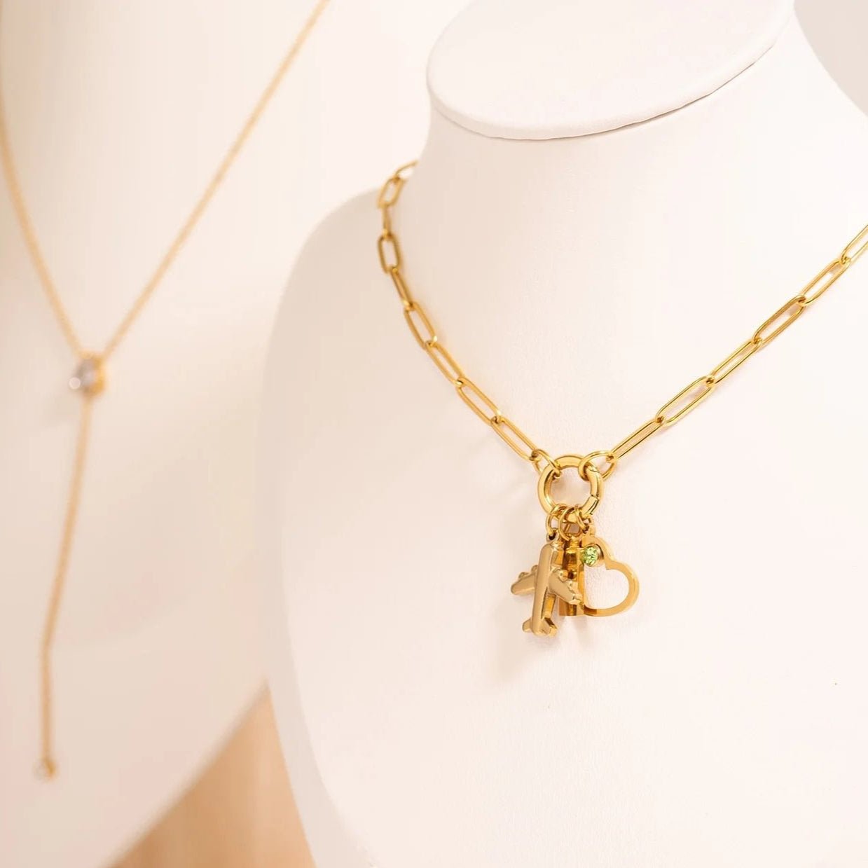 18K Gold Airplane Charm – Stainless Steel PVD Coated Travel Pendant Gift - charm | Sunflower Soul Boutique