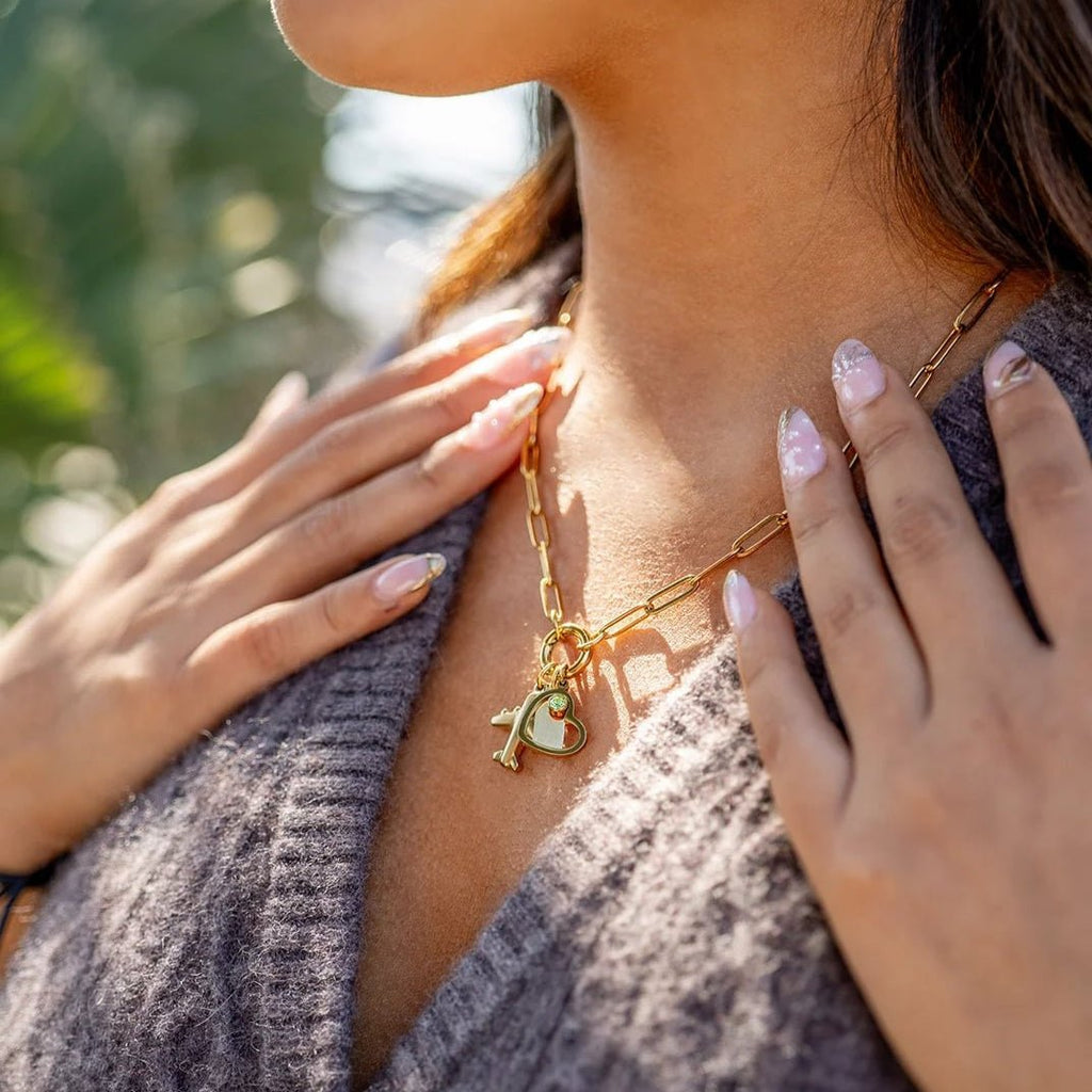 18K Gold Airplane Charm – Stainless Steel PVD Coated Travel Pendant Gift - charm | Sunflower Soul Boutique