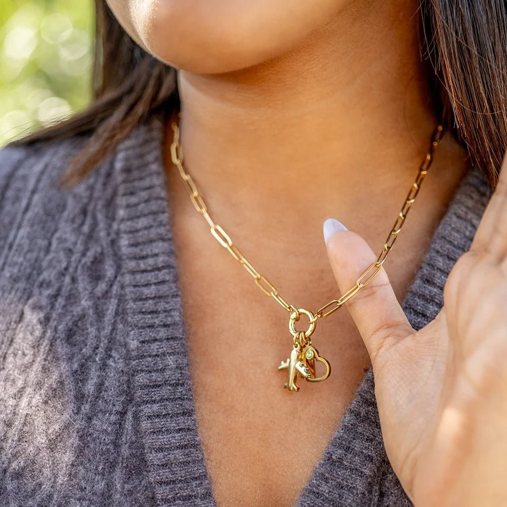 18K Gold Airplane Charm – Stainless Steel PVD Coated Travel Pendant Gift - charm | Sunflower Soul Boutique