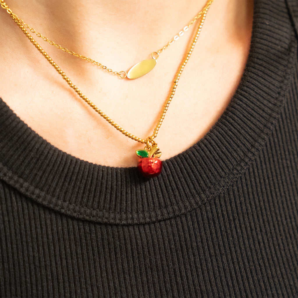 18K Gold Apple Charm – Red Enamel Pendant | Hypoallergenic Stainless Steel Jewelry - charm | Sunflower Soul Boutique