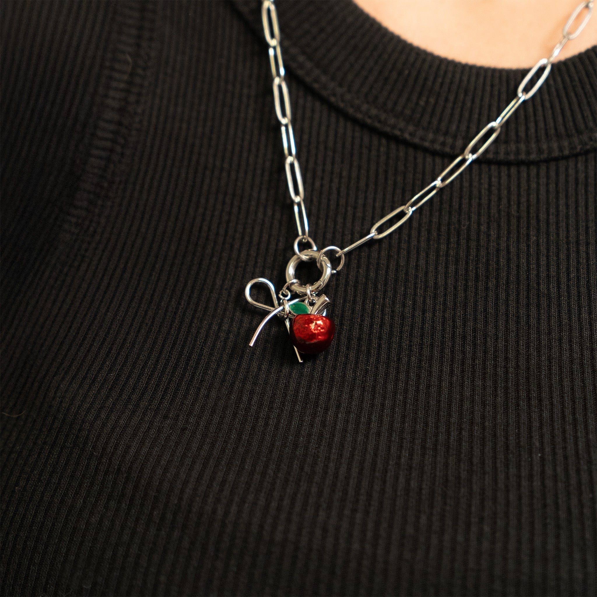 18K Gold Apple Charm – Red Enamel Pendant | Hypoallergenic Stainless Steel Jewelry - charm | Sunflower Soul Boutique