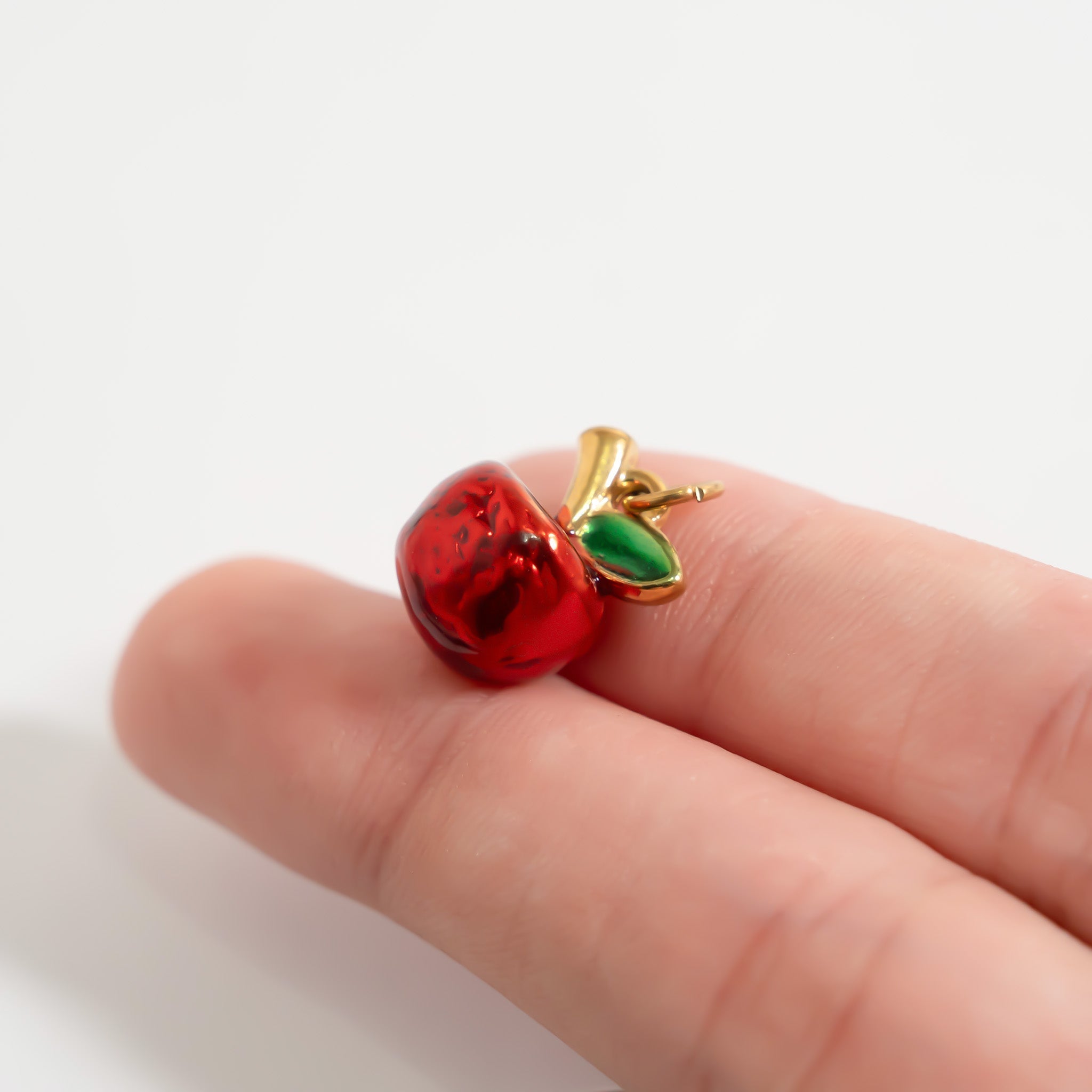 18K Gold Apple Charm – Red Enamel Pendant | Hypoallergenic Stainless Steel Jewelry - charm | Sunflower Soul Boutique