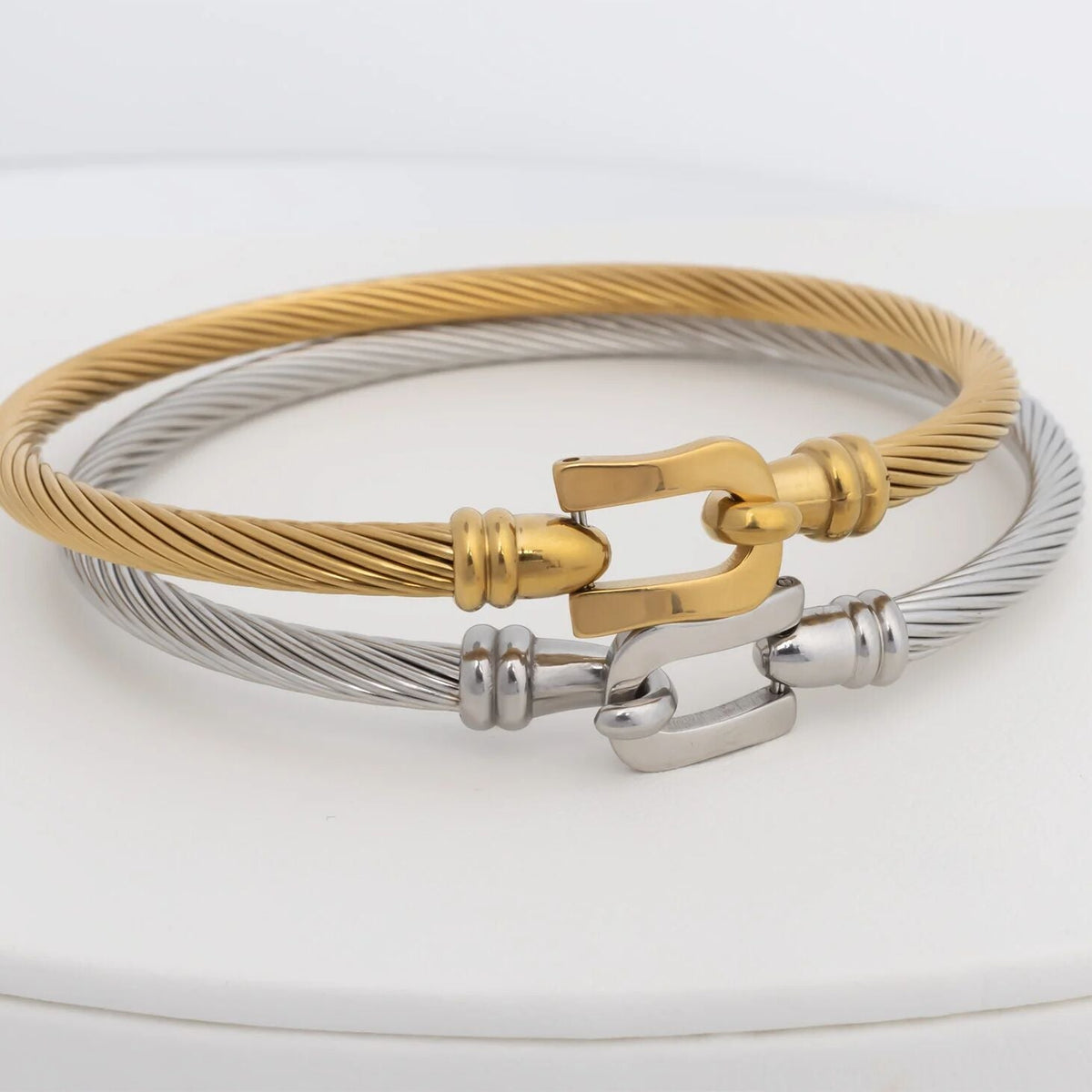18K Gold Bangle Bracelet – Stainless Steel Buckle Clasp, Scratch Resistant Luxury - Bracelets | Sunflower Soul Boutique