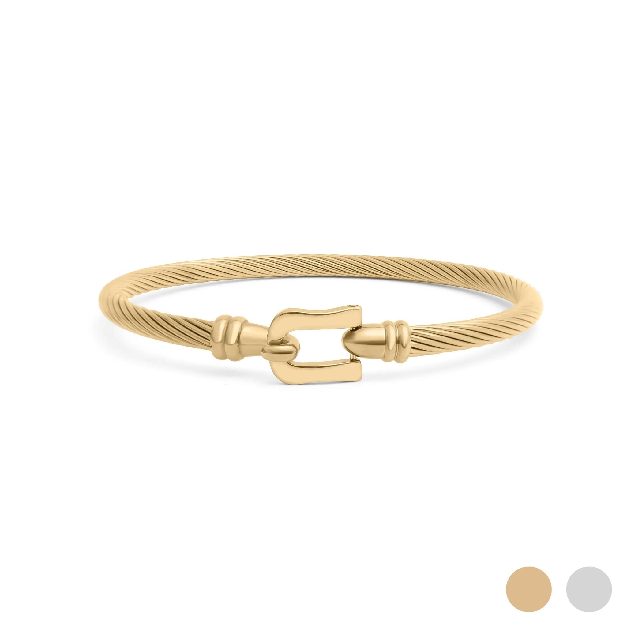 18K Gold Bangle Bracelet – Stainless Steel Buckle Clasp, Scratch Resistant Luxury - Bracelets | Sunflower Soul Boutique
