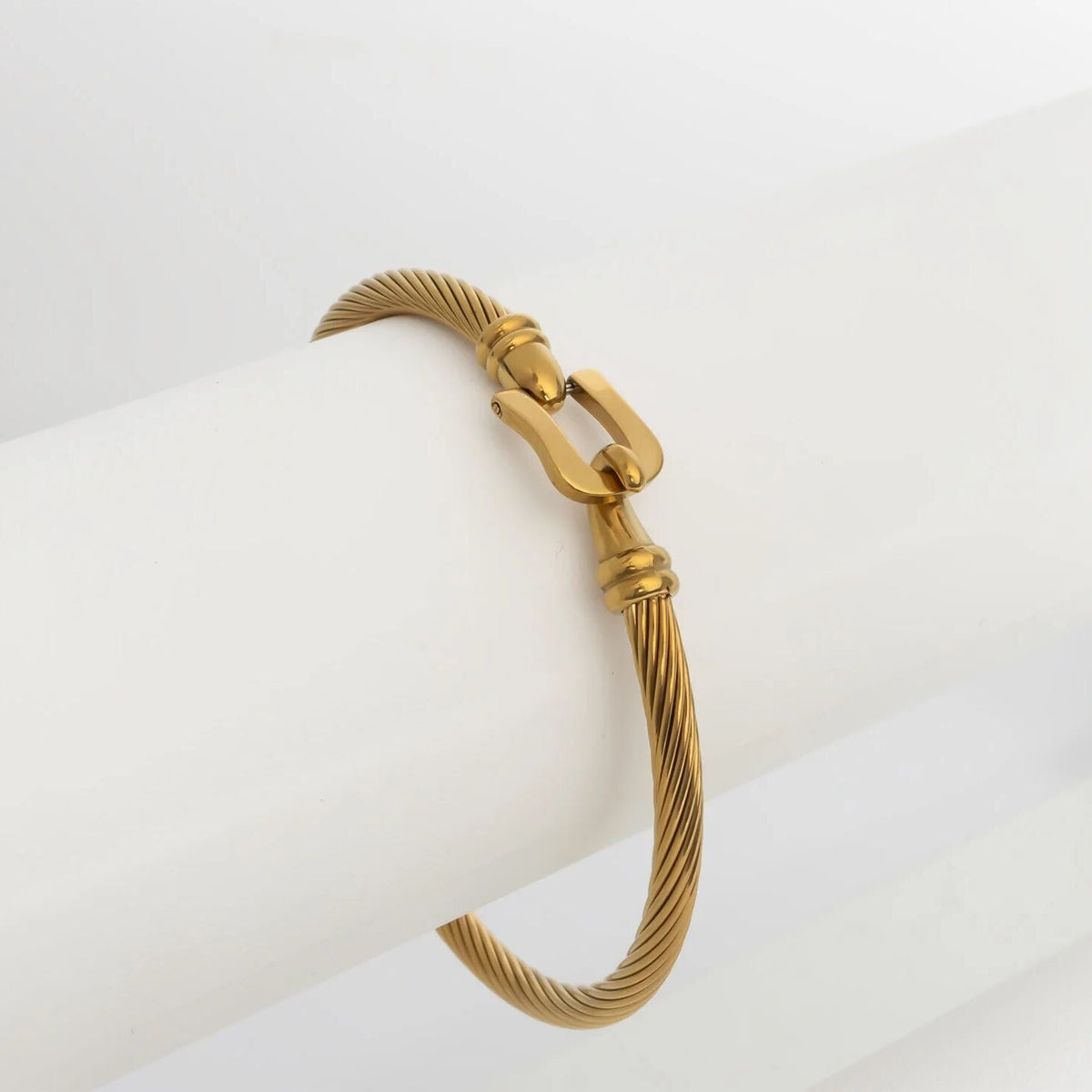 18K Gold Bangle Bracelet – Stainless Steel Buckle Clasp, Scratch Resistant Luxury - Bracelets | Sunflower Soul Boutique