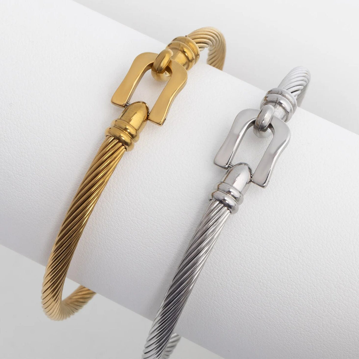 18K Gold Bangle Bracelet – Stainless Steel Buckle Clasp, Scratch Resistant Luxury - Bracelets | Sunflower Soul Boutique