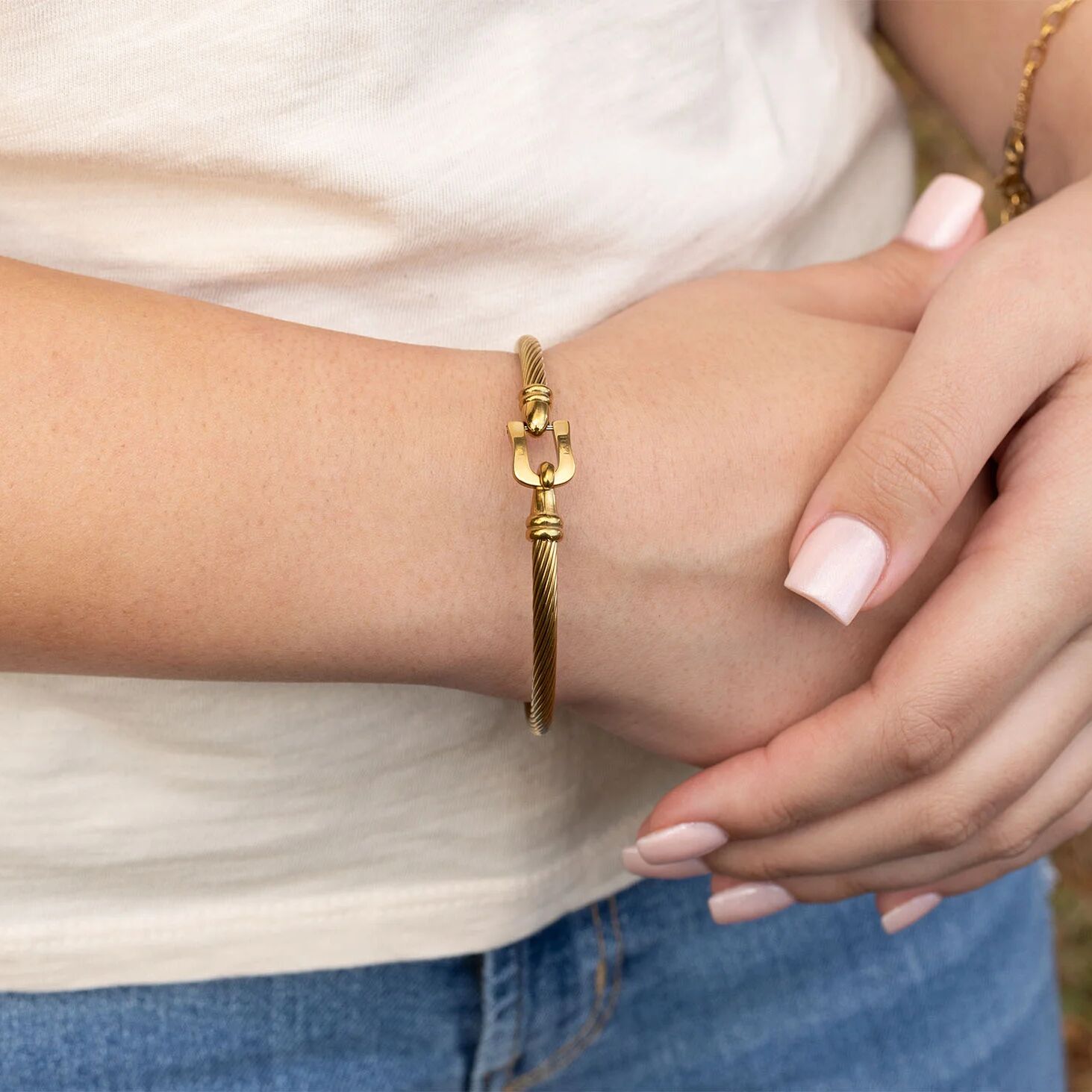 18K Gold Bangle Bracelet – Stainless Steel Buckle Clasp, Scratch Resistant Luxury - Bracelets | Sunflower Soul Boutique