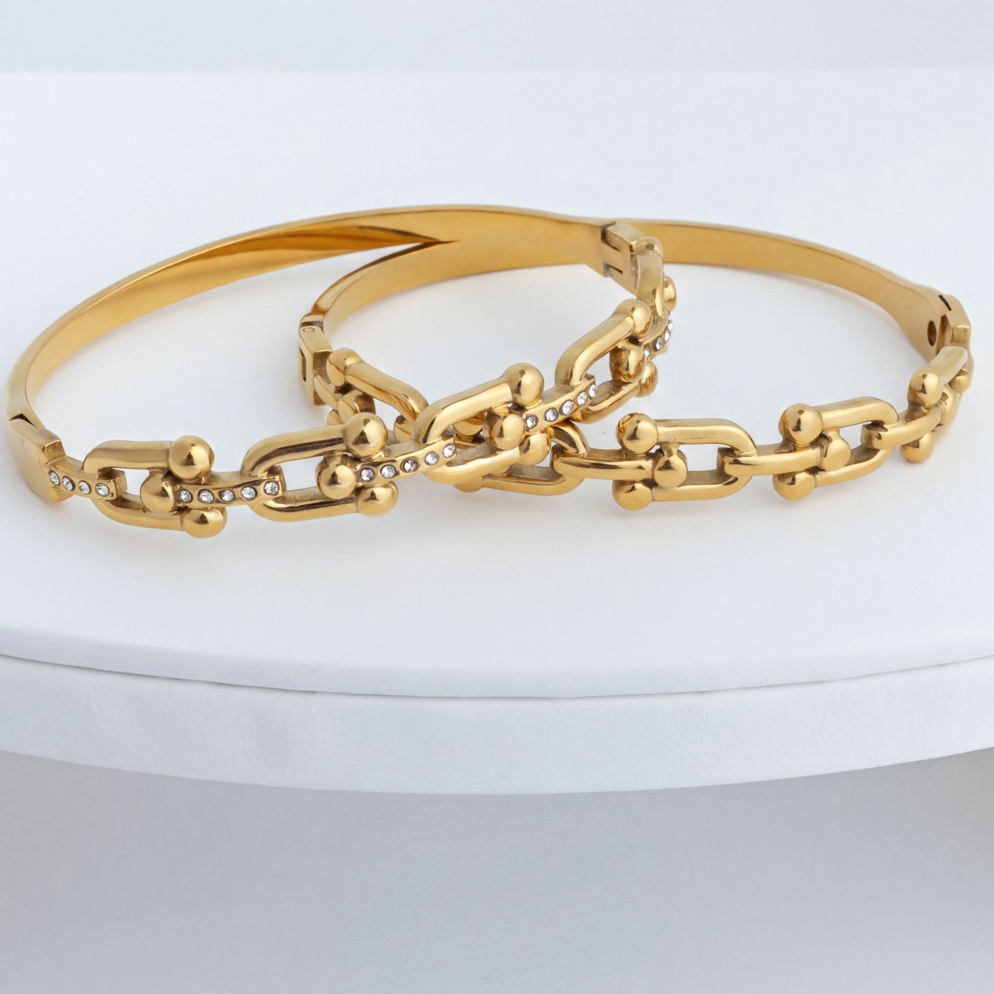 18K Gold Bangle – Durable Stainless Steel Bracelet With Stone Hardware - Bracelets | Sunflower Soul Boutique