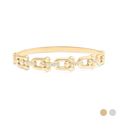 18K Gold Bangle – Durable Stainless Steel Bracelet With Stone Hardware - Bracelets | Sunflower Soul Boutique