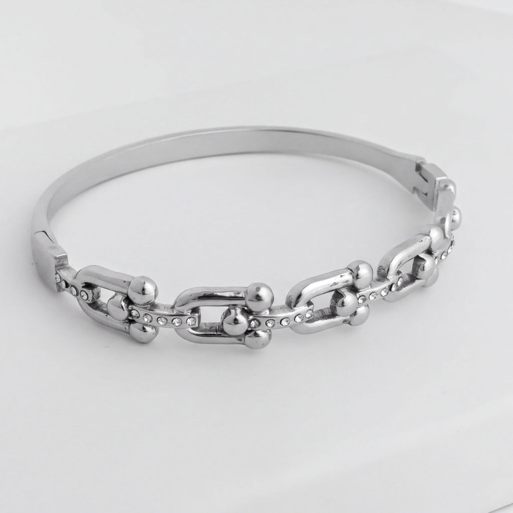 18K Gold Bangle – Durable Stainless Steel Bracelet With Stone Hardware - Bracelets | Sunflower Soul Boutique
