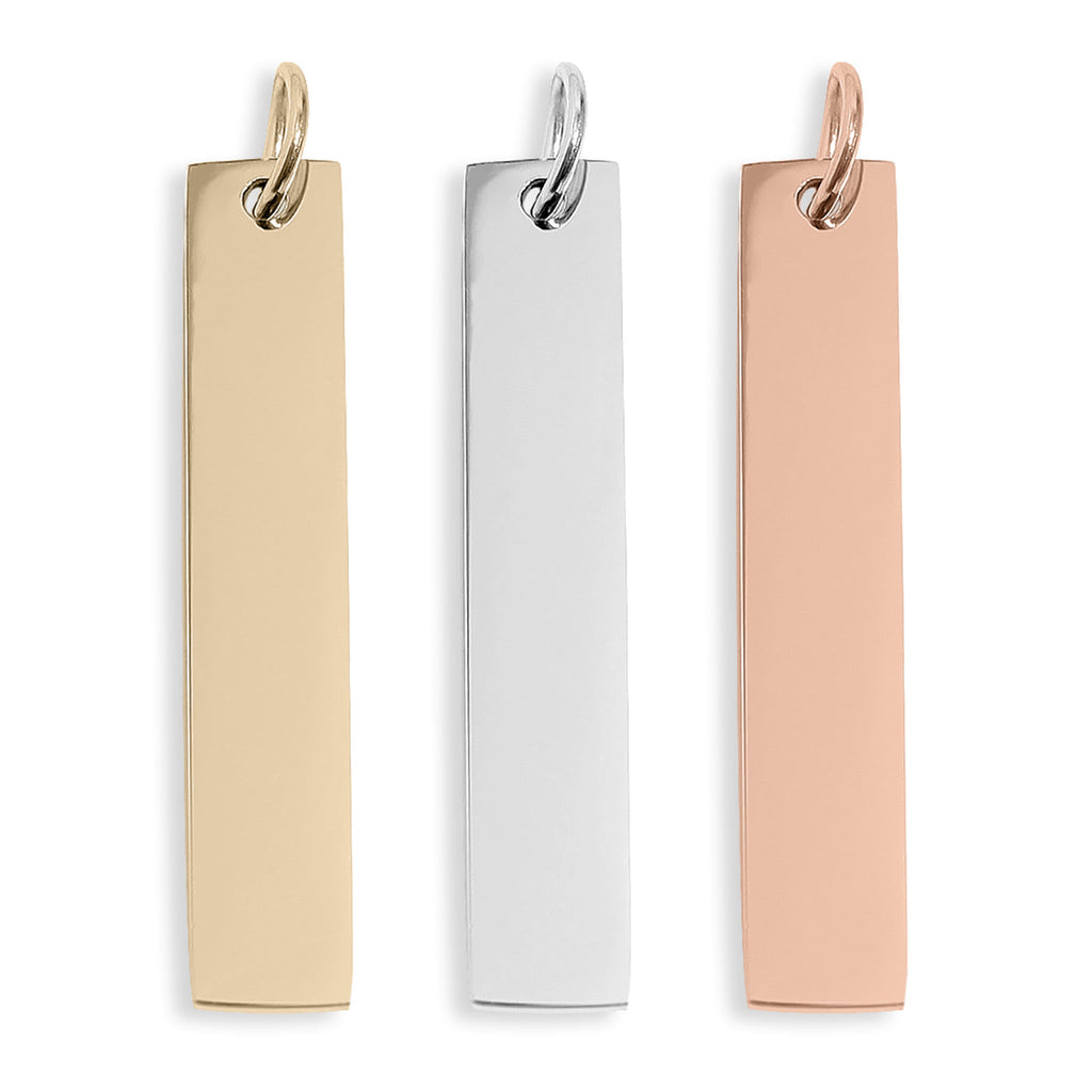 18K Gold Bar Pendant – Stainless Steel Pendant for Custom Engraving Gifts - Pendants | Sunflower Soul Boutique