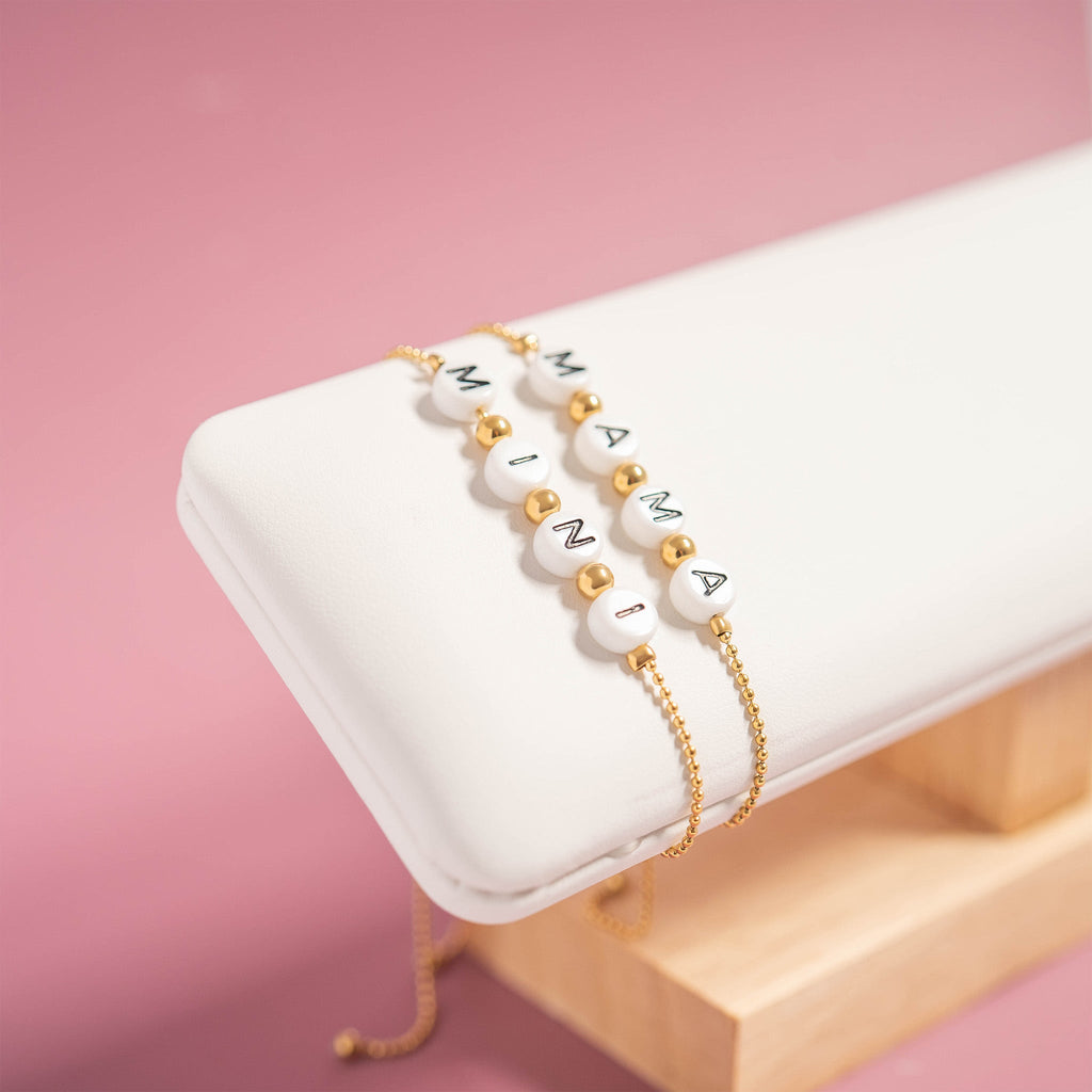 18K Gold Beaded Bracelet – Adjustable Stainless Steel Jewelry with Sliding Closure - Bracelets | Sunflower Soul Boutique