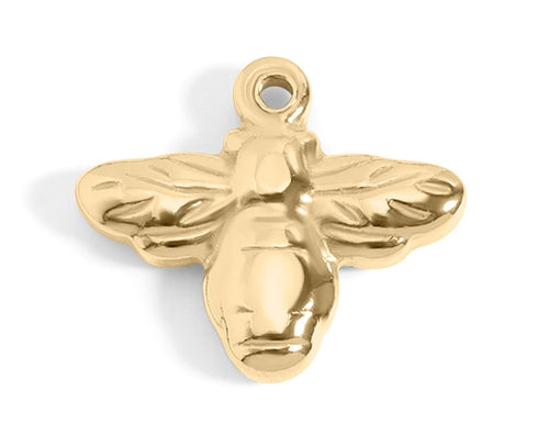 18K Gold Bee Charm – Hypoallergenic Stainless Steel Charm Bracelet Accessory - charm | Sunflower Soul Boutique