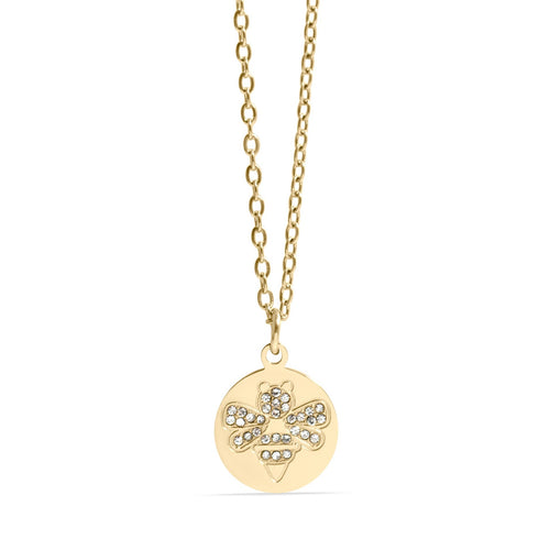 18K Gold Bee Necklace – Stainless Steel Pendant With Stone Embellished Charm - Necklaces | Sunflower Soul Boutique