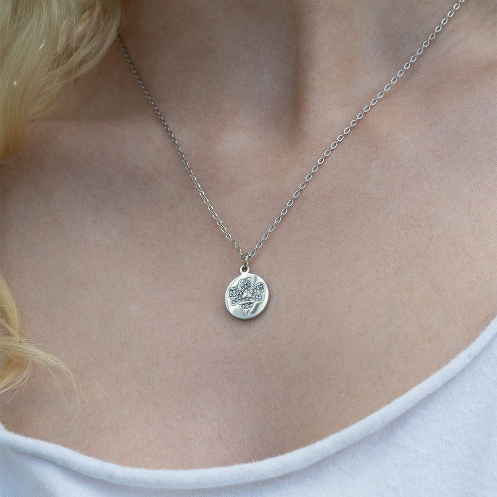 18K Gold Bee Necklace – Stainless Steel Pendant With Stone Embellished Charm - Necklaces | Sunflower Soul Boutique