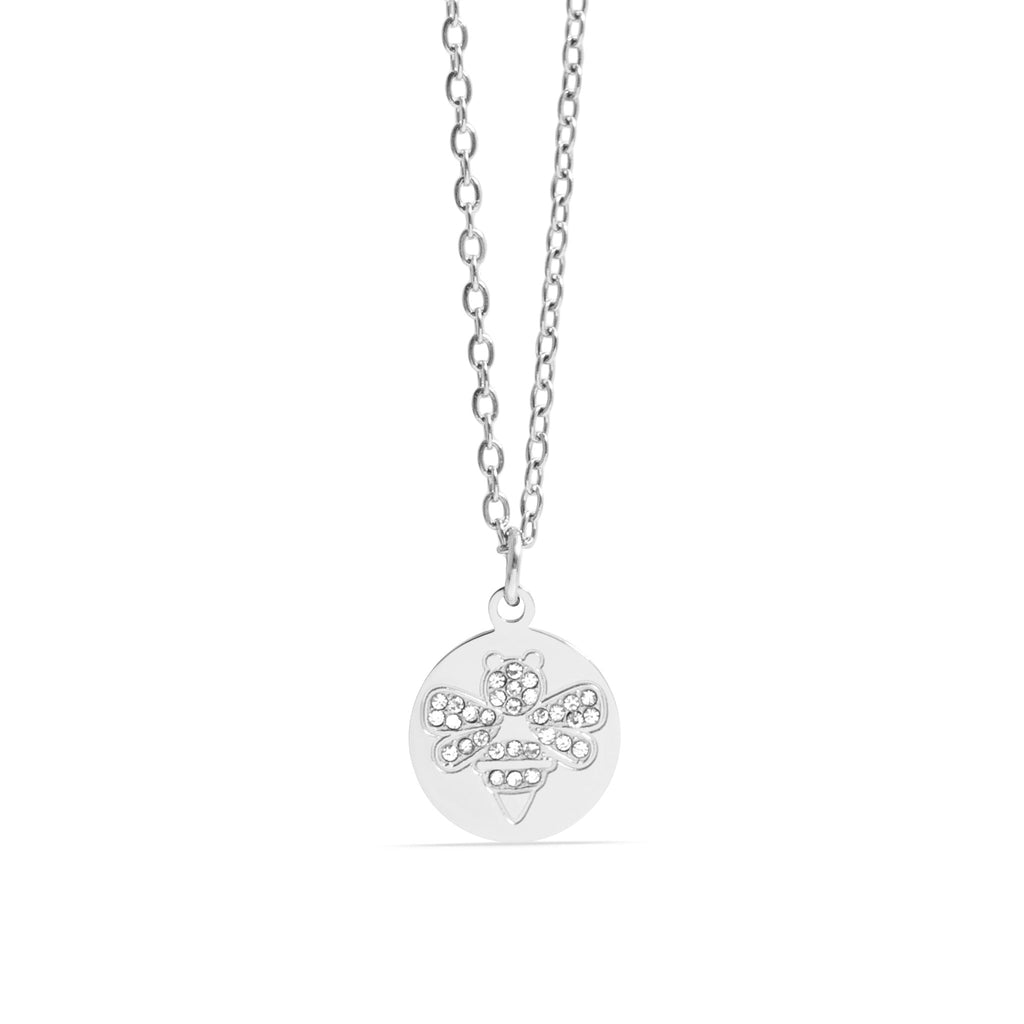 18K Gold Bee Necklace – Stainless Steel Pendant With Stone Embellished Charm - Necklaces | Sunflower Soul Boutique