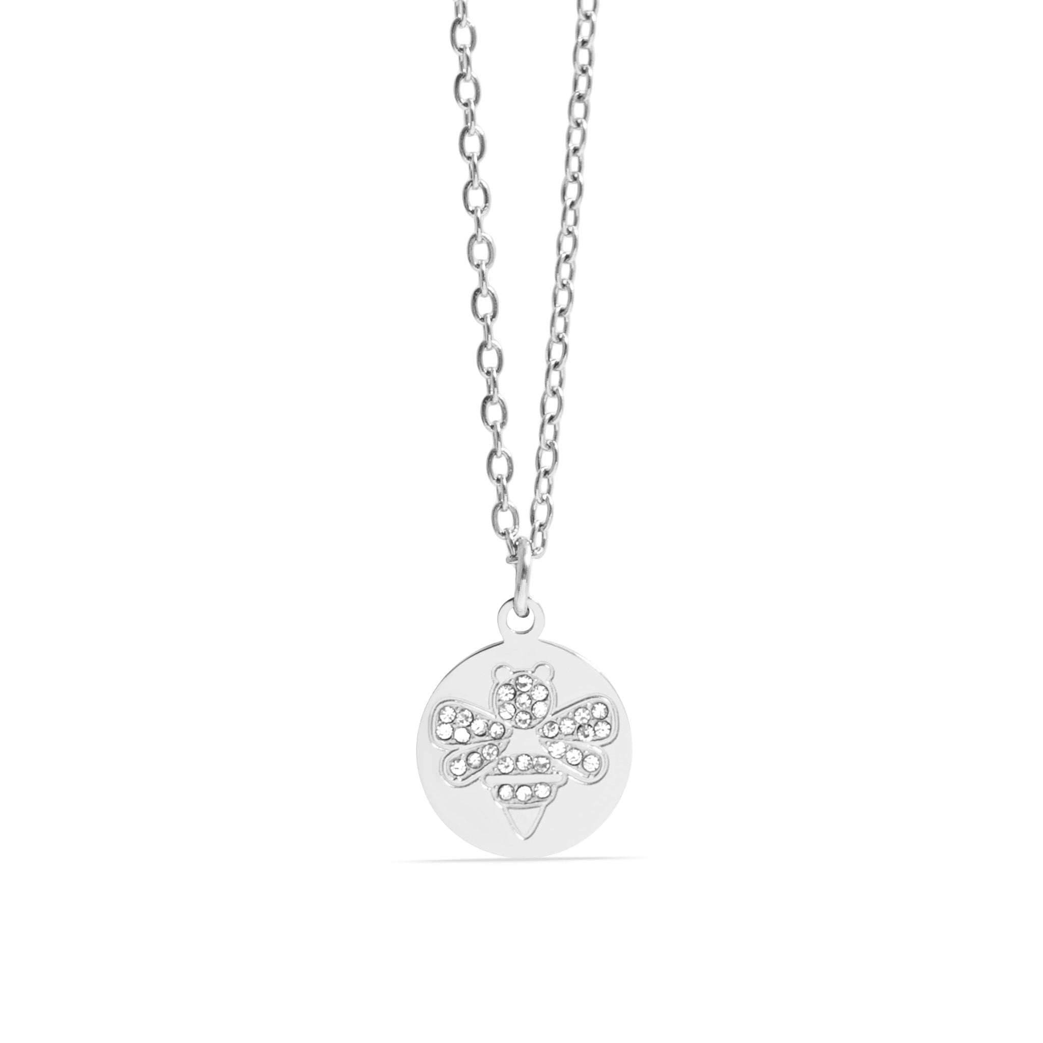 18K Gold Bee Necklace – Stainless Steel Pendant With Stone Embellished Charm - Necklaces | Sunflower Soul Boutique