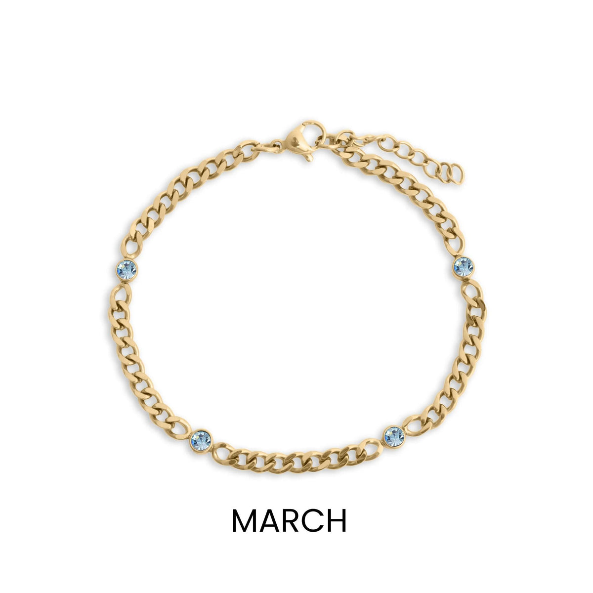 18K Gold Birthstone Bracelet – Adjustable PVD Coated Station Jewelry Gift - Bracelets | Sunflower Soul Boutique