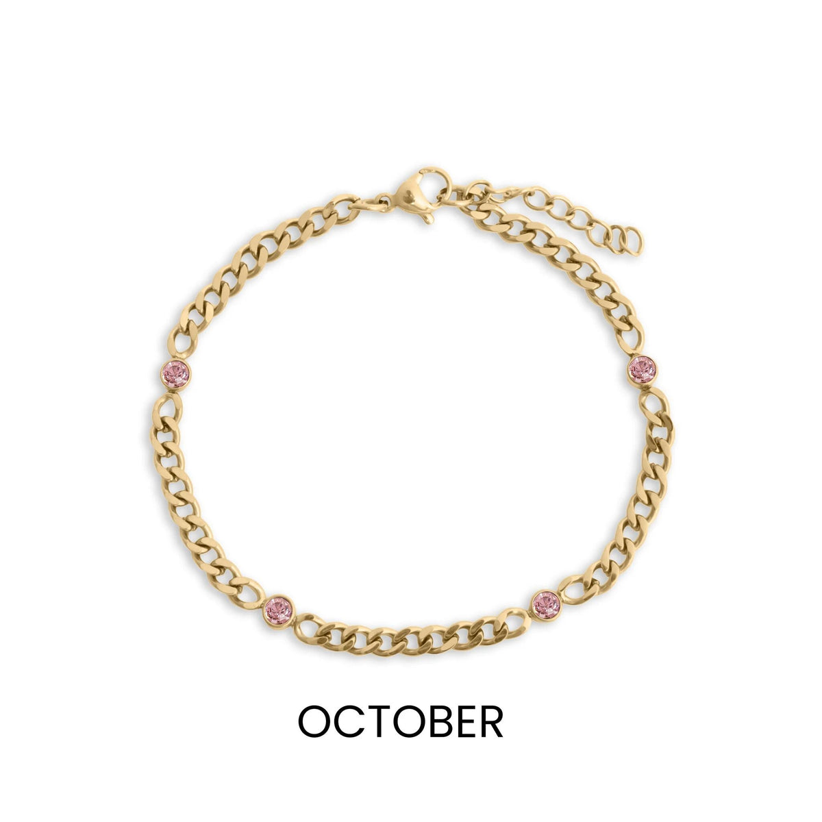 18K Gold Birthstone Bracelet – Adjustable PVD Coated Station Jewelry Gift - Bracelets | Sunflower Soul Boutique
